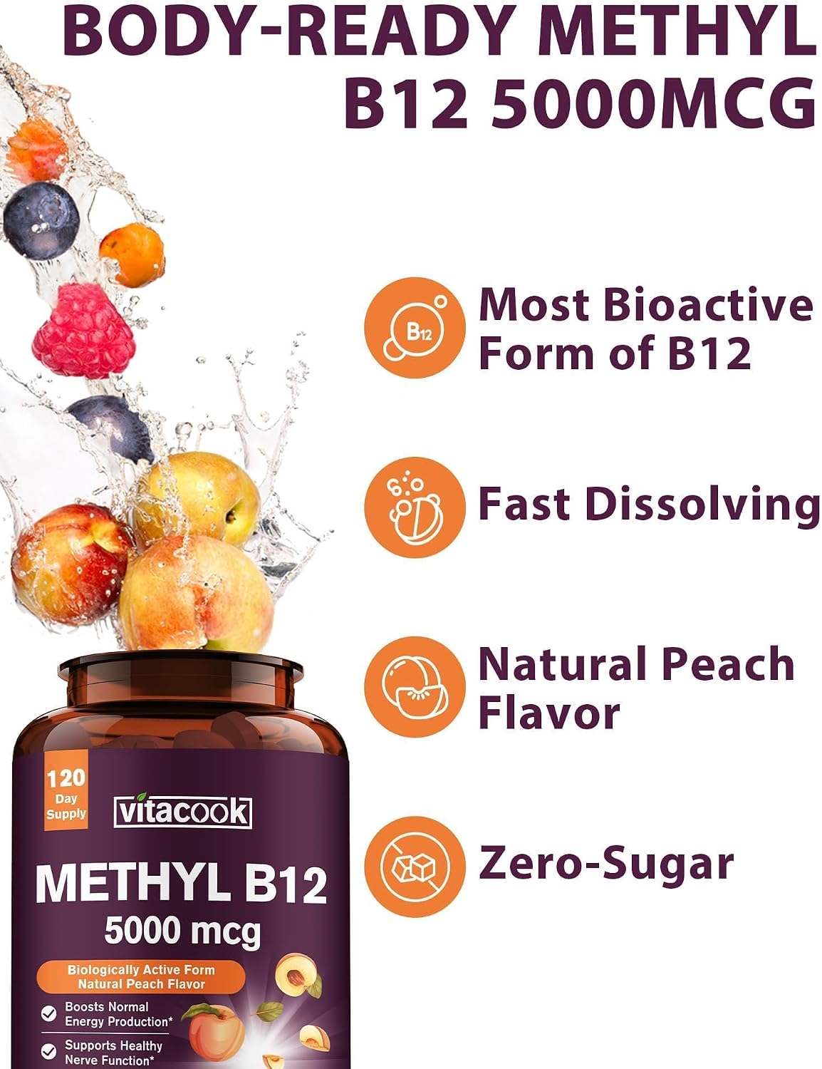 Vitacook Vitamin B12 Sublingual - – Fast-dissolving sublingual tablets – Image 3