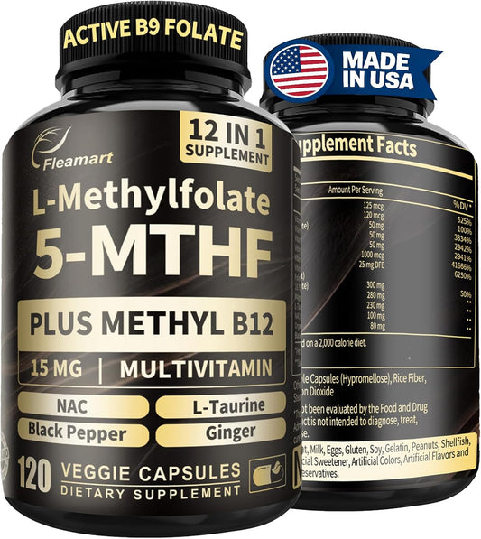 L-Methylfolate 15mg Plus Methyl B12 - – Brain Health: Methylfolate contributes to normal psychological function – Image 1