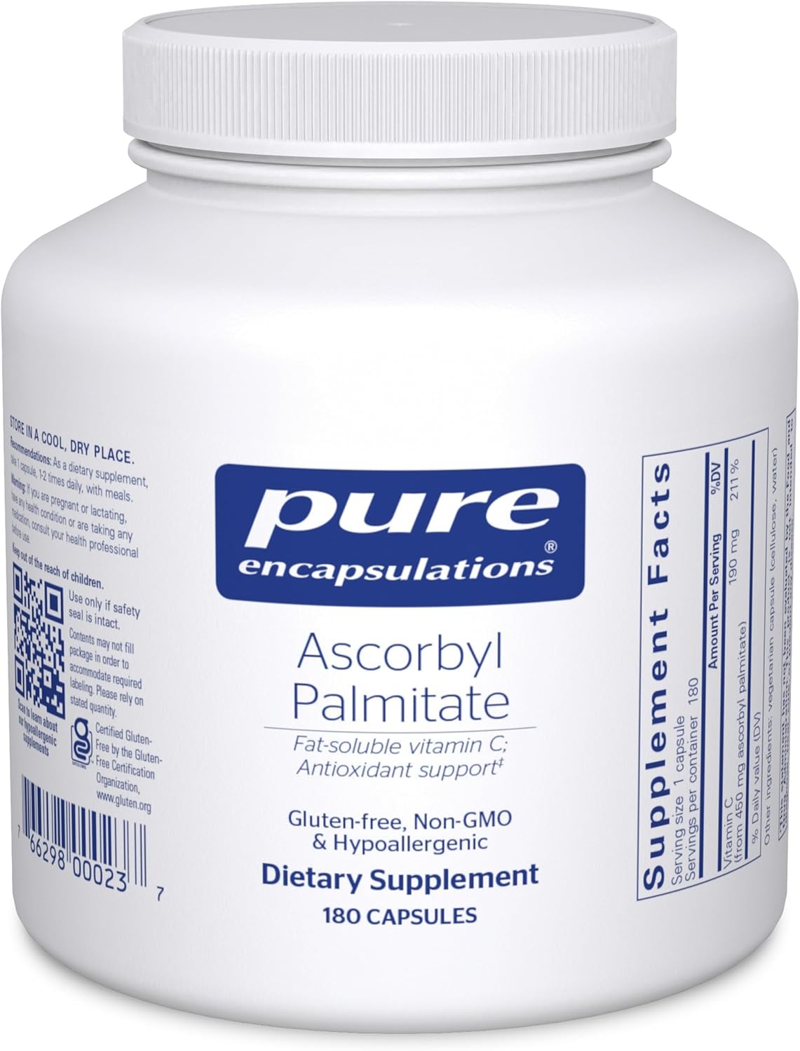 Pure Encapsulations Ascorbyl Palmitate | Vitamin C Supplement to Support Iron Absorption and a Healthy Immune System | 180 Capsules - görsel 1