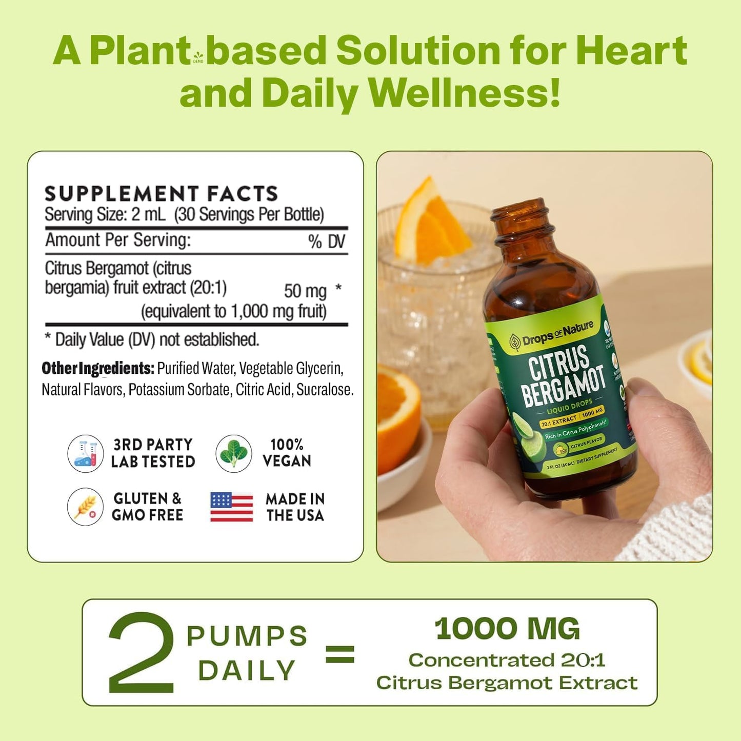 Citrus Bergamot Extract 20:1 – Vegan, Non-GM, Gluten Free Liquid Supplement (Citrus, 60ml) - görsel 3