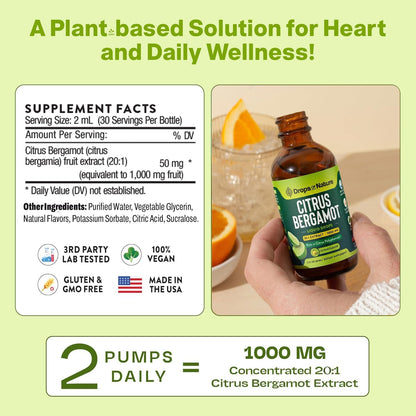 Citrus Bergamot Extract 20:1 – Vegan, Non-GM, Gluten Free Liquid Supplement (Citrus, 60ml)