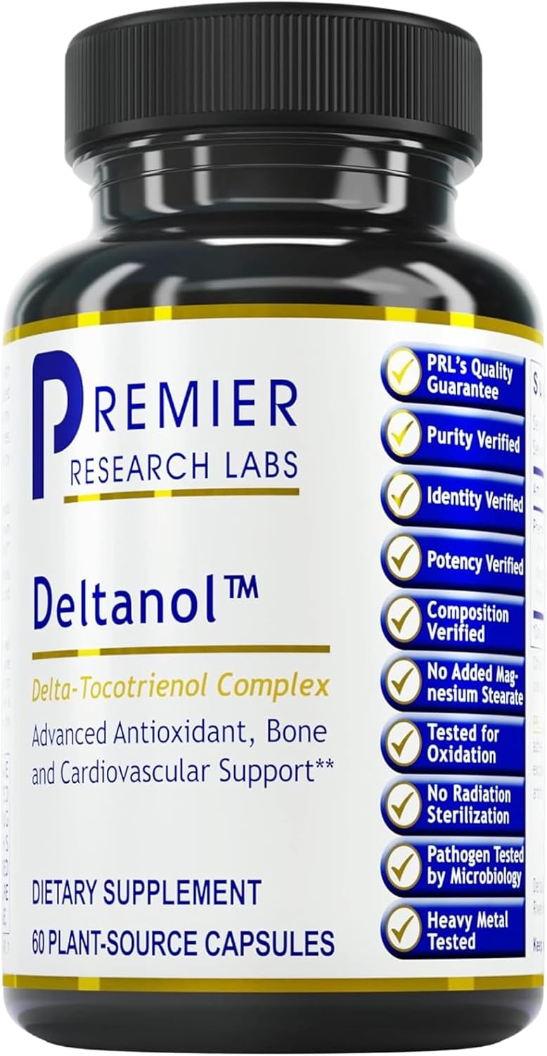 Premier Research Labs Deltanol - Tocotrienol Vitamin E for Men & Women, Annatto Tocotrienols, 100 mg Tocotrienol Complex per Capsule, Antioxidants, Supports Heart & Metabolic Health - 60 Capsules - görsel 1