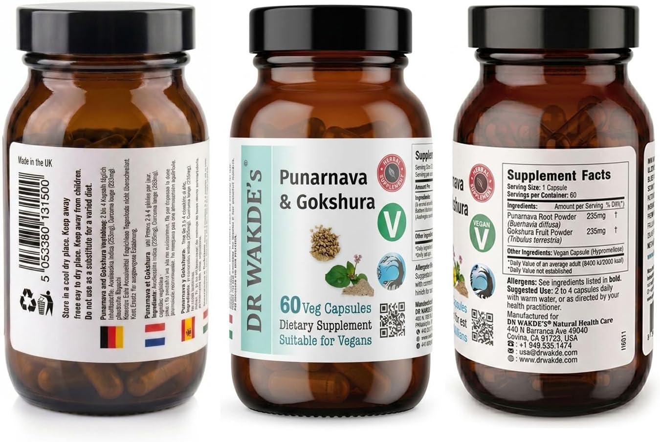 DR WAKDE's Punarnava & Gokshura Capsules (60 Veg Caps, Ayurvedic Urinary Support) - görsel 2
