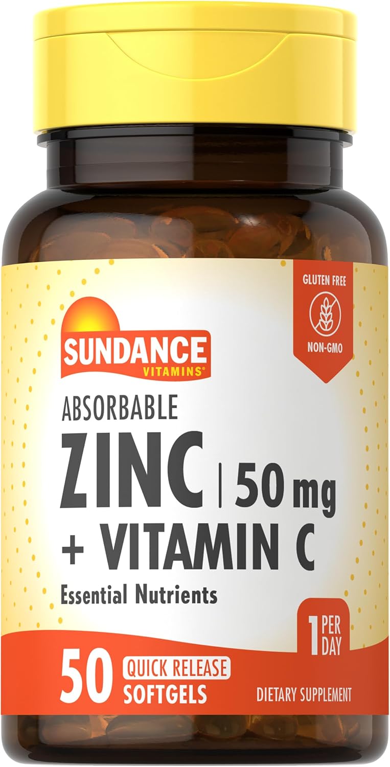 Sundance Absorbable Zinc with Vitamin C - 50mg, 50 Softgels - görsel 1