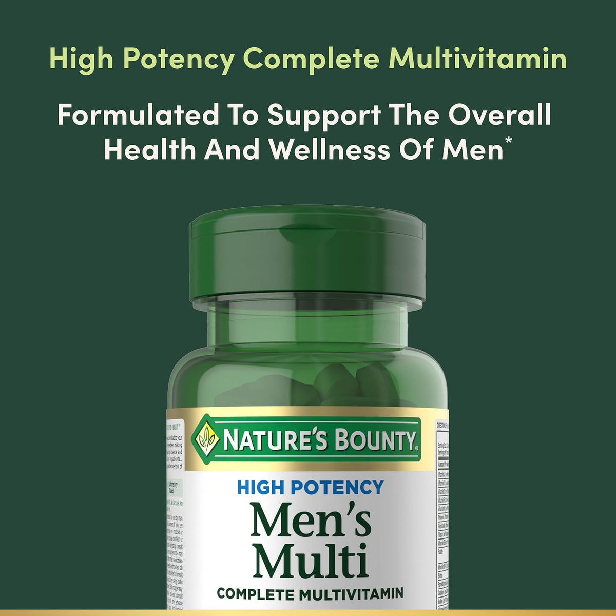 Nature's Bounty High Potency Men's Complete – Magnesium: Involved in over 300 biochemical reactions, including – Image 3