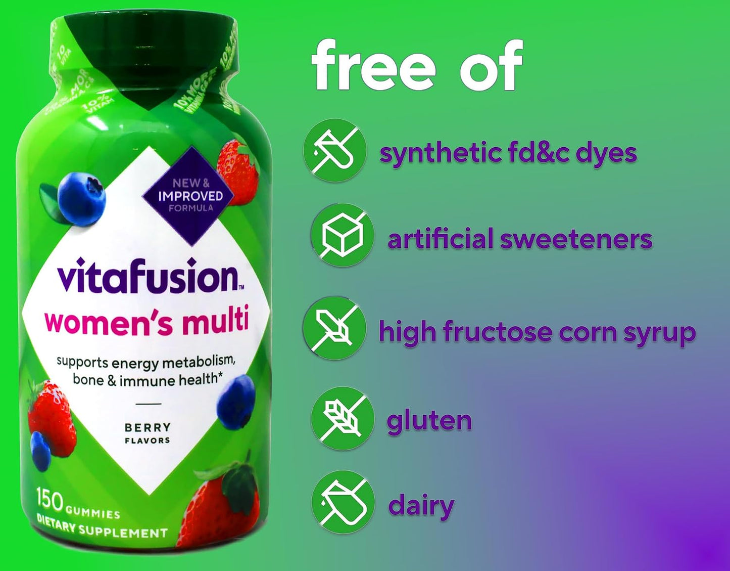 Vitafusion Women's Gummy Vitamins, Natural Berry Flavours, 150 Count (Pack of 3) - görsel 7