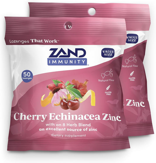 ZAND Immunity Cherry Echinacea Zinc Throat Lozenges 2 Pack – Image 1