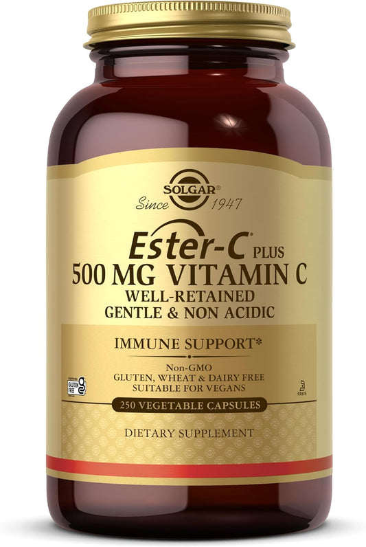 Solgar Ester-C Plus 500 mg Vitamin C (Ascorbate Complex), 250 Vegetable Capsules – Image 1