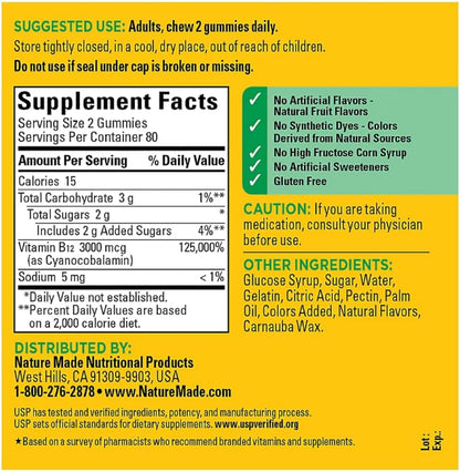 Nature Made B12 Gummies Extra Strength, 3000 – Promotes healthy nerve function – It’s involved in making myelin, – Image 2