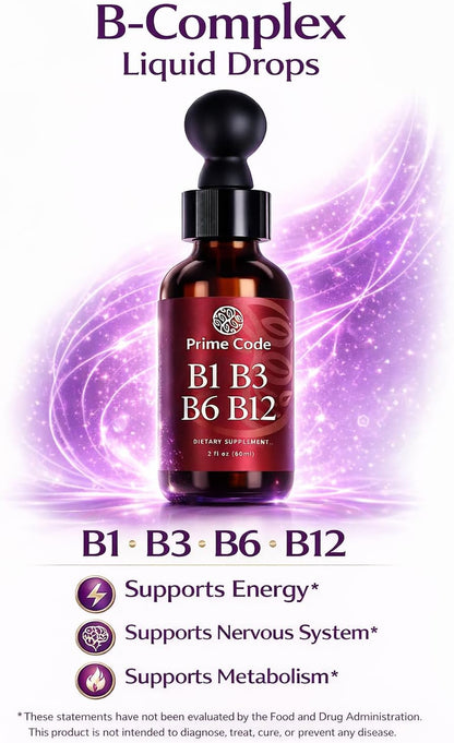 Prime Code Liquid B-Complex Drops with – Purity: Premium supplements avoid artificial colors, preservatives and – Image 3