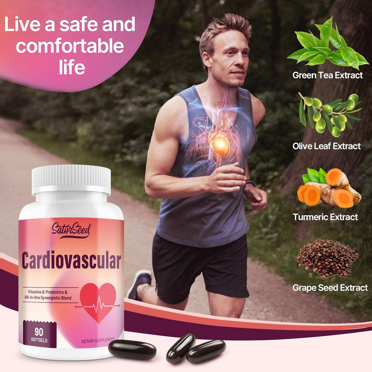Cardiovascular Supplement 3000mg – Vitamins, Probiotics, Omega-3, and CoQ10 All-in-One Synergistic Blend for Adults – 90 – Image 2