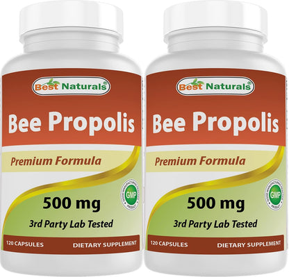 Best Naturals Bee Propolis 500 mg - 360 Capsules (3 Bottles)