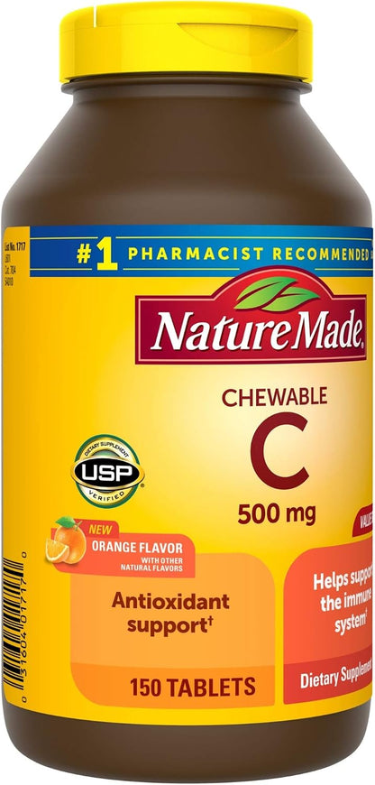 Nature Made Chewable Vitamin C 500 mg Tablets, 150 Pack