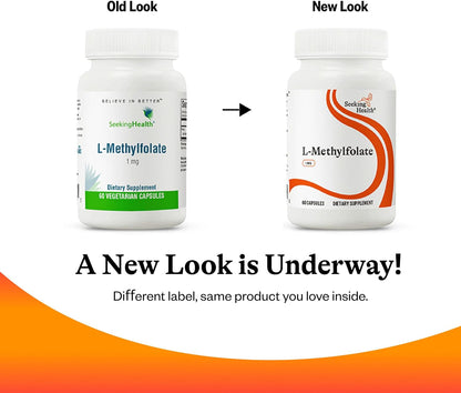 Seeking Health L-Methylfolate 1mg – Supports Healthy MTHFR, Mood, and Methylation – 60 Capsules