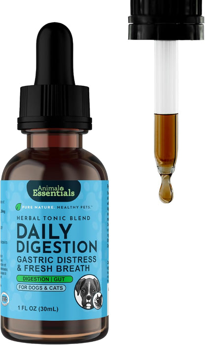 Animal Essentials Fresh Breath & Daily Digestion Supplement for Dogs & Cats, 60 mL - Organic Ginger & Mint, Alcohol Free