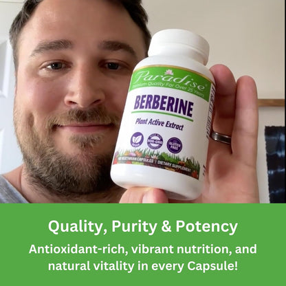 Paradise Herbs Berberine Extract 500 mg – Pure & Potent Supplement, 180 Vegan Capsules