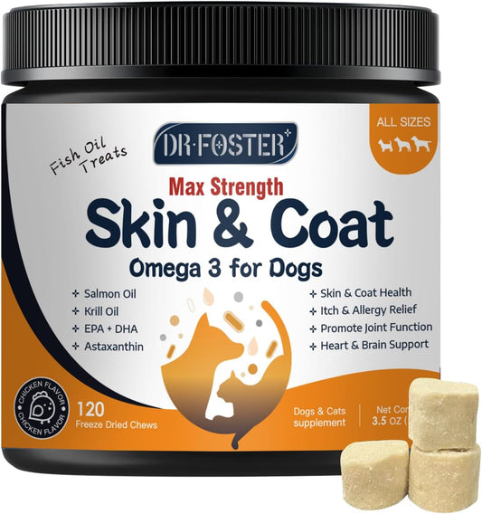 Omega 3 Fish Oil for Dogs, Salmon Oil with EPA & DHA for Skin & Coat Health, Itch & Allergy Support, Shedding, Hot Spots, – Image 1