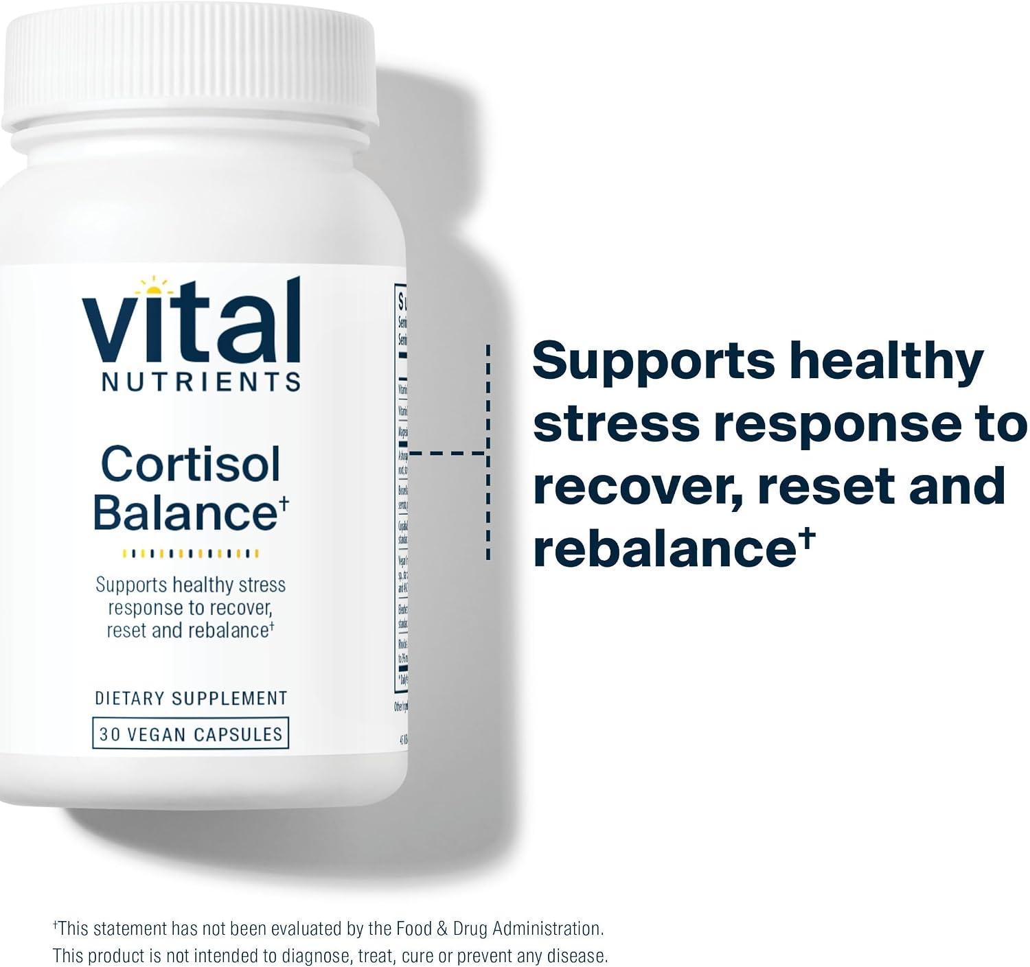 Vital Nutrients Cortisol Balance | Vegan Adrenal Support | Cortisol Manager for Energy & Stress | Ashwagandha & Magnesium for Relaxation | Gluten, Dairy, Soy-free | 30 Capsules - görsel 3