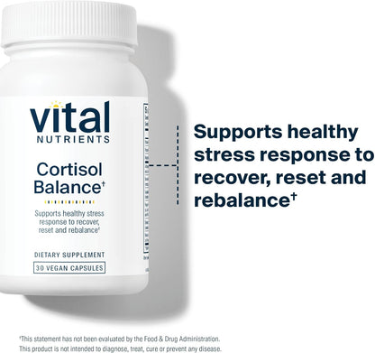 Vital Nutrients Cortisol Balance | Vegan Adrenal Support | Cortisol Manager for Energy & Stress | Ashwagandha & Magnesium for Relaxation | Gluten, Dairy, Soy-free | 30 Capsules