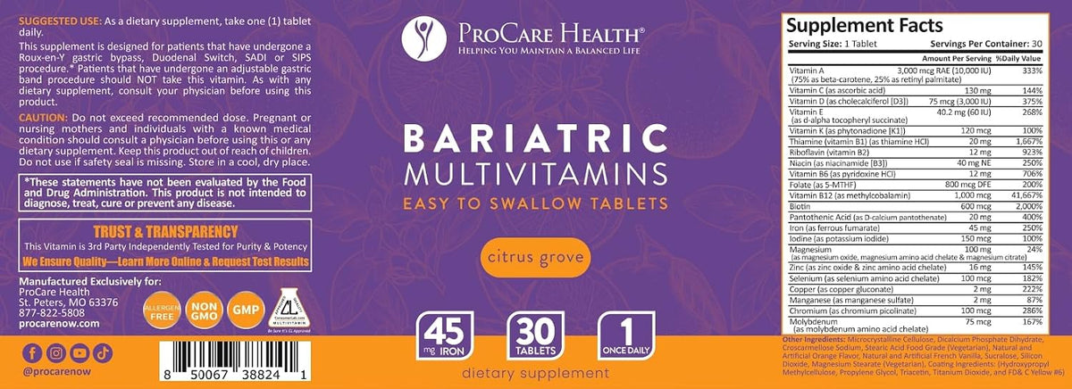 ProCare Health Bariatric Multivitamin with – Contributes to normal red blood cell formation and oxygen transport* – Image 7
