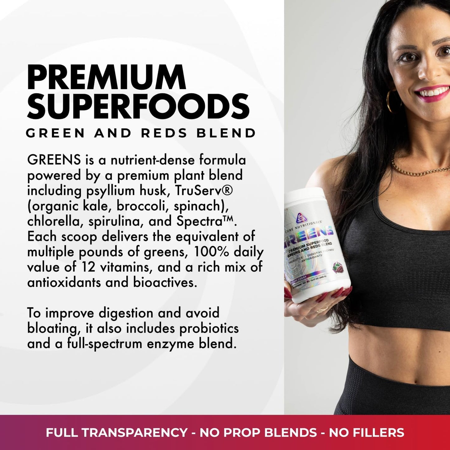 Core Nutritionals Greens | Premium Superfood Reds & Greens Blend | 5 Billion CFU Probiotics, Digestive Enzymes, and Antioxidants | 30 Serves (Grape Candy) - görsel 4