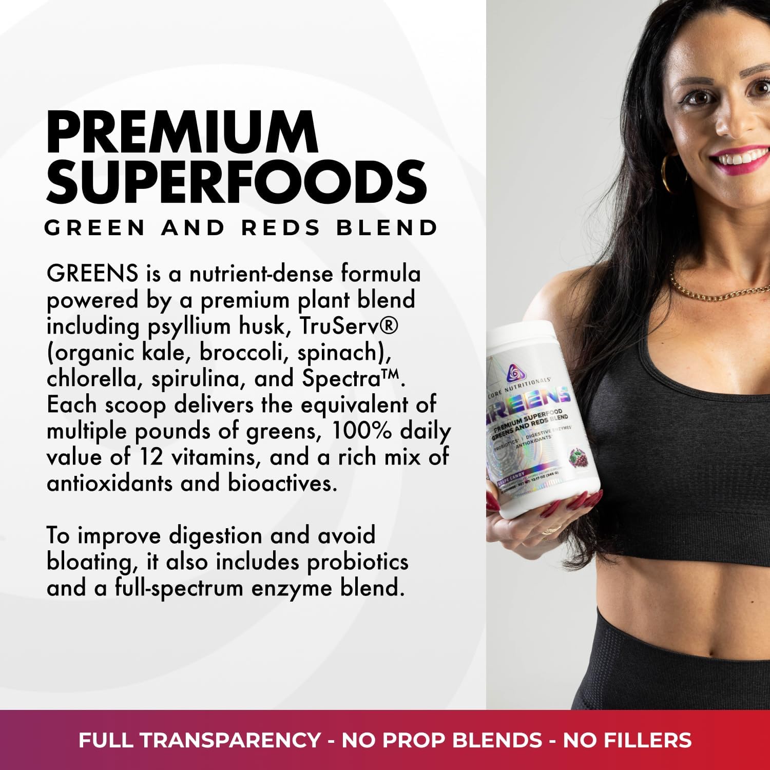 Core Nutritionals Greens | Premium Superfood Reds & Greens Blend | 5 Billion CFU Probiotics, Digestive Enzymes, and Antioxidants | 30 Serves (Grape Candy) - görsel 4