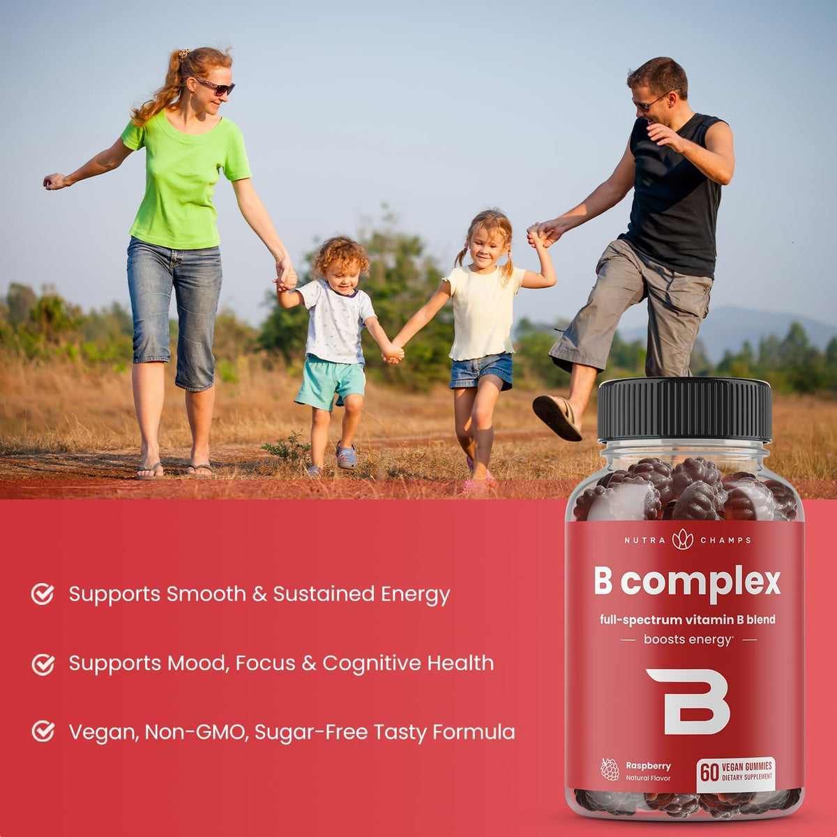 NutraChamps Vitamin B Complex Gummies – – Vitamin B5 (Pantothenic Acid) – Involved in the synthesis of coenzyme A, – Image 4
