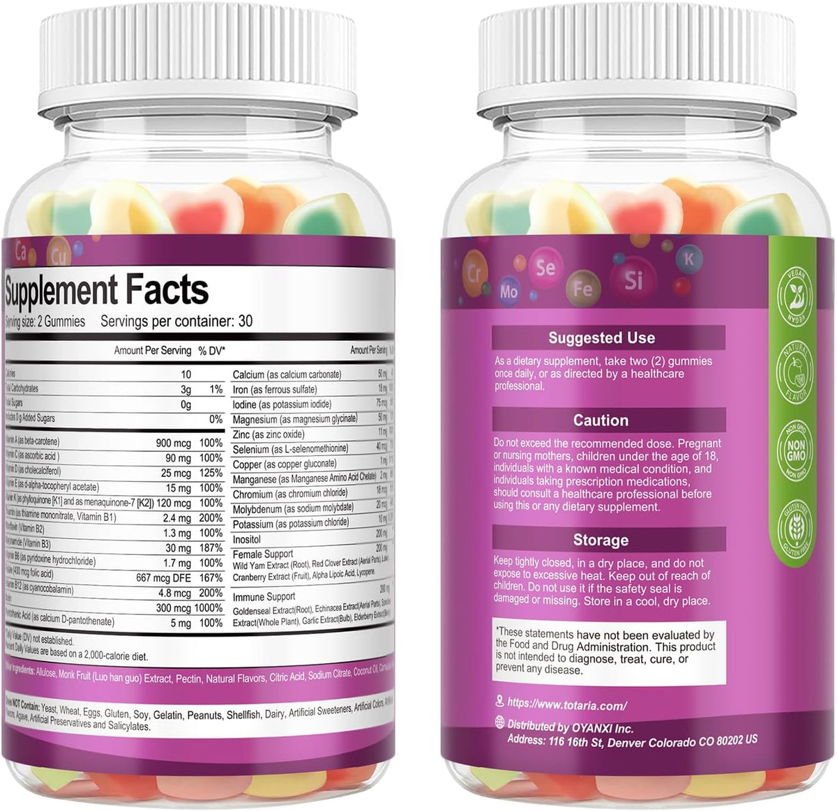 Totaria Sugar-free Women's's Multivitamin – Antioxidant Blend: Zinc, elderberry, echinacea, lutein, and alpha – Image 9