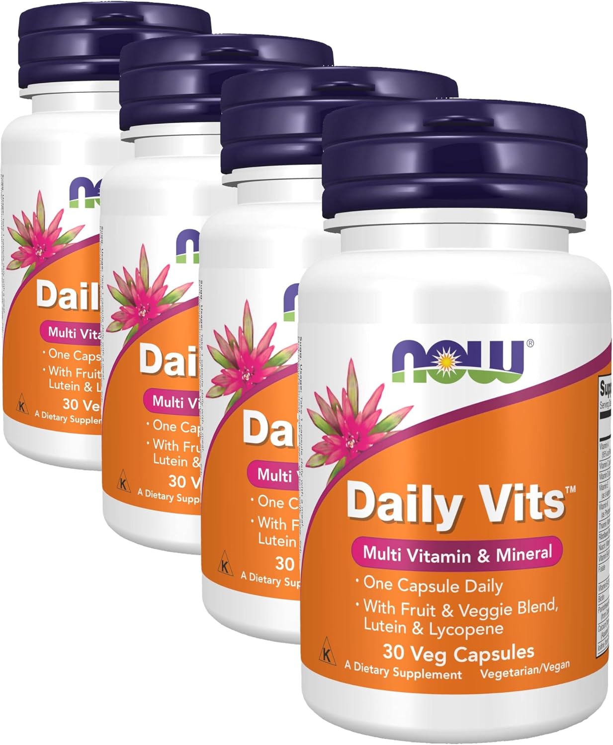NOW Foods Daily Vits™ with Fruit & Vegetable Blend, Lutein and Lycopene, 30 Veg Capsules - görsel 10