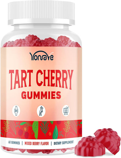 Yonrave Tart Cherry Gummies – Uric Acid Cleanse & Joint Support with Celery Seed – Vegan, Antioxidant Tart Cherry Supplement – Mixed Berry Flavour, 60 Count