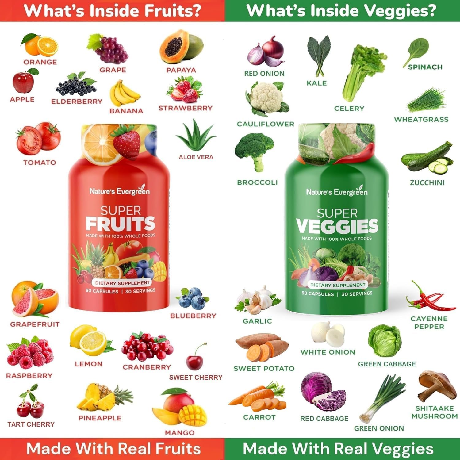 Fruits and Veggies Supplement - Nature's Evergreen - 180 Capsules (Pack of 2) - görsel 4
