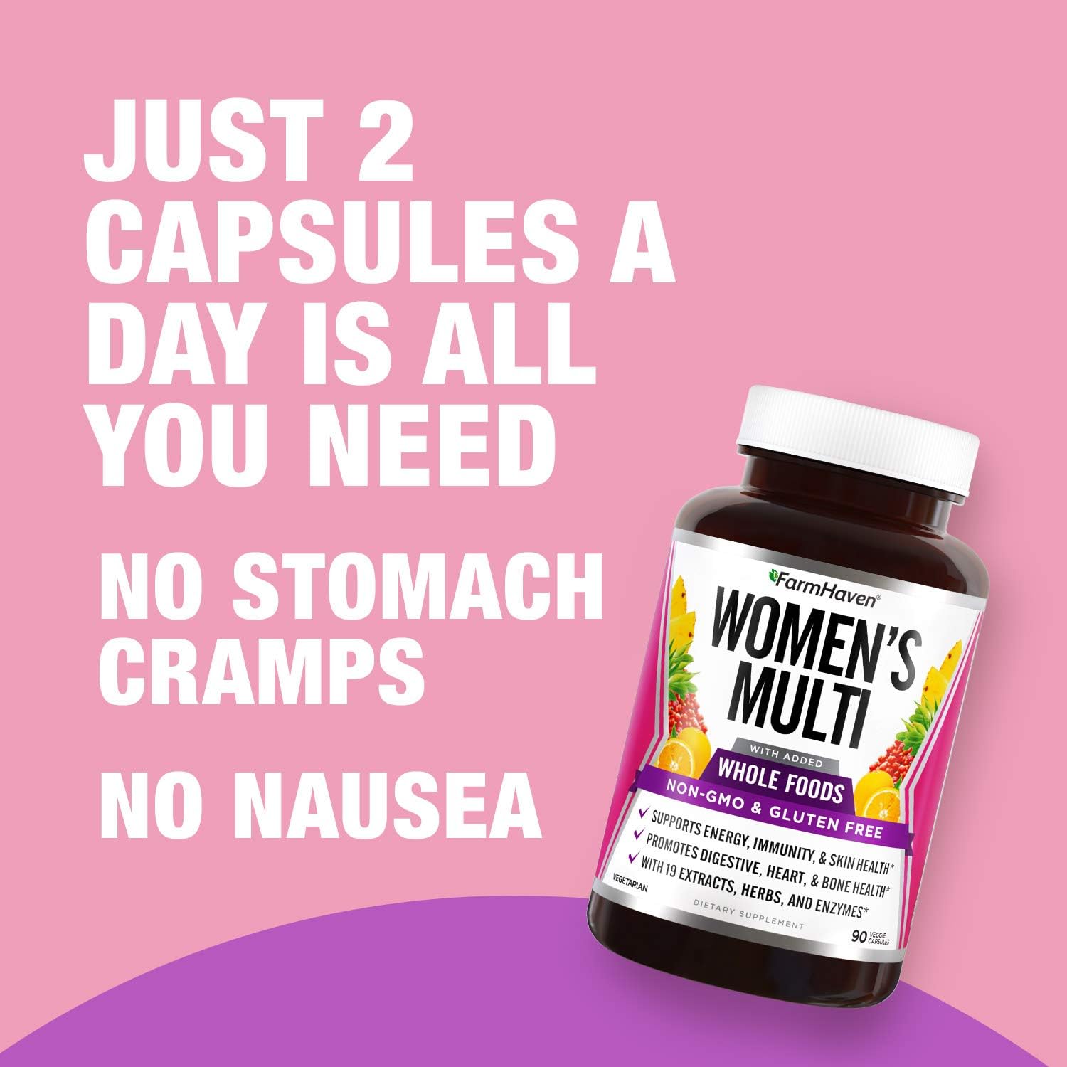 FarmHaven Multivitamin for Women | 22 Essential Nutrients with Whole Foods & Enzymes | Daily Women's Vitamins - 90 Capsules - görsel 6