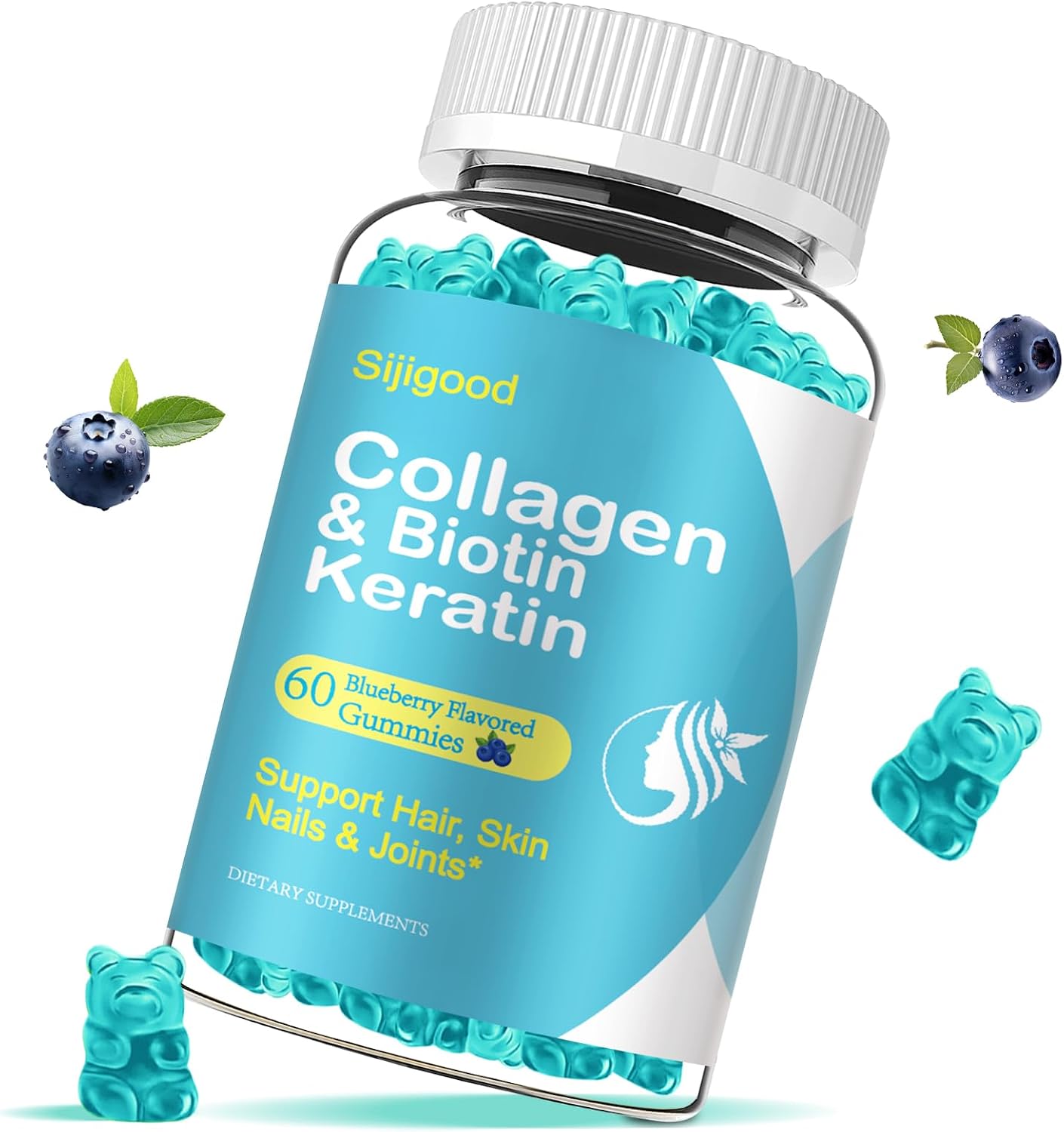 2 Pack Biotin Gummies with Collagen, Keratin, Hyaluronic Acid, Vitamin for Skin, Hair Growth, Nails, Women Men Adults Kids - Blueberry Flavoured, 120 Gummies - görsel 8
