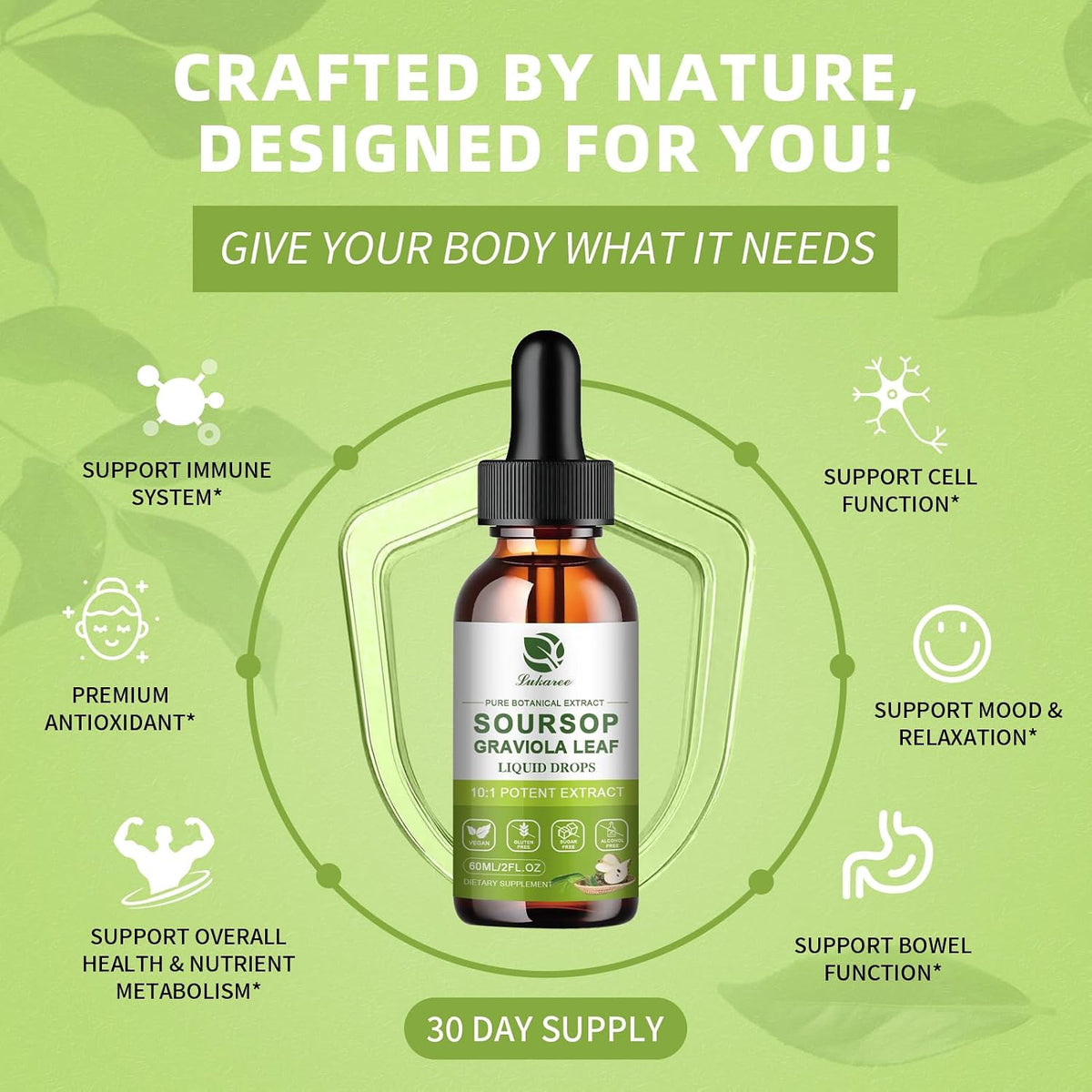 Lukaree Pure Soursop Graviola Leaf Extract for Immunity, Gut Health & Natural Energy Support – Soursop Bitters Liquid with – Image 5