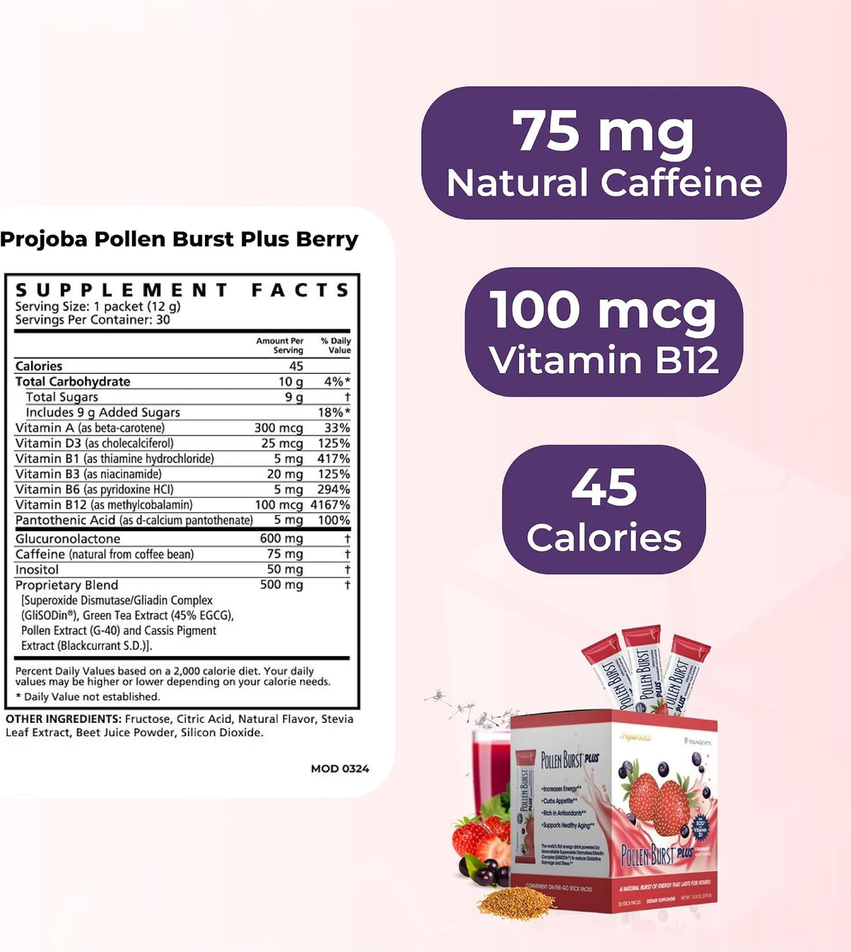 Youngevity Pollen Burst Energy Drink - – Antioxidant Protection: Superoxide dismutase and green tea polyphenols – Image 3