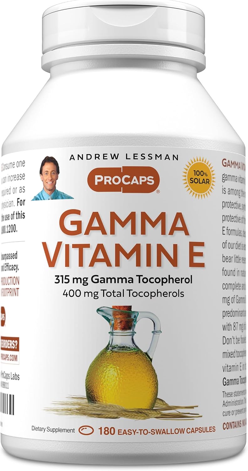 ANDREW LESSMAN Gamma Vitamin E 60 Softgels - 315 mg Gamma Tocopherol, Protective Vitamin E with Four Natural Tocopherols and Ahiflower Oil - görsel 9