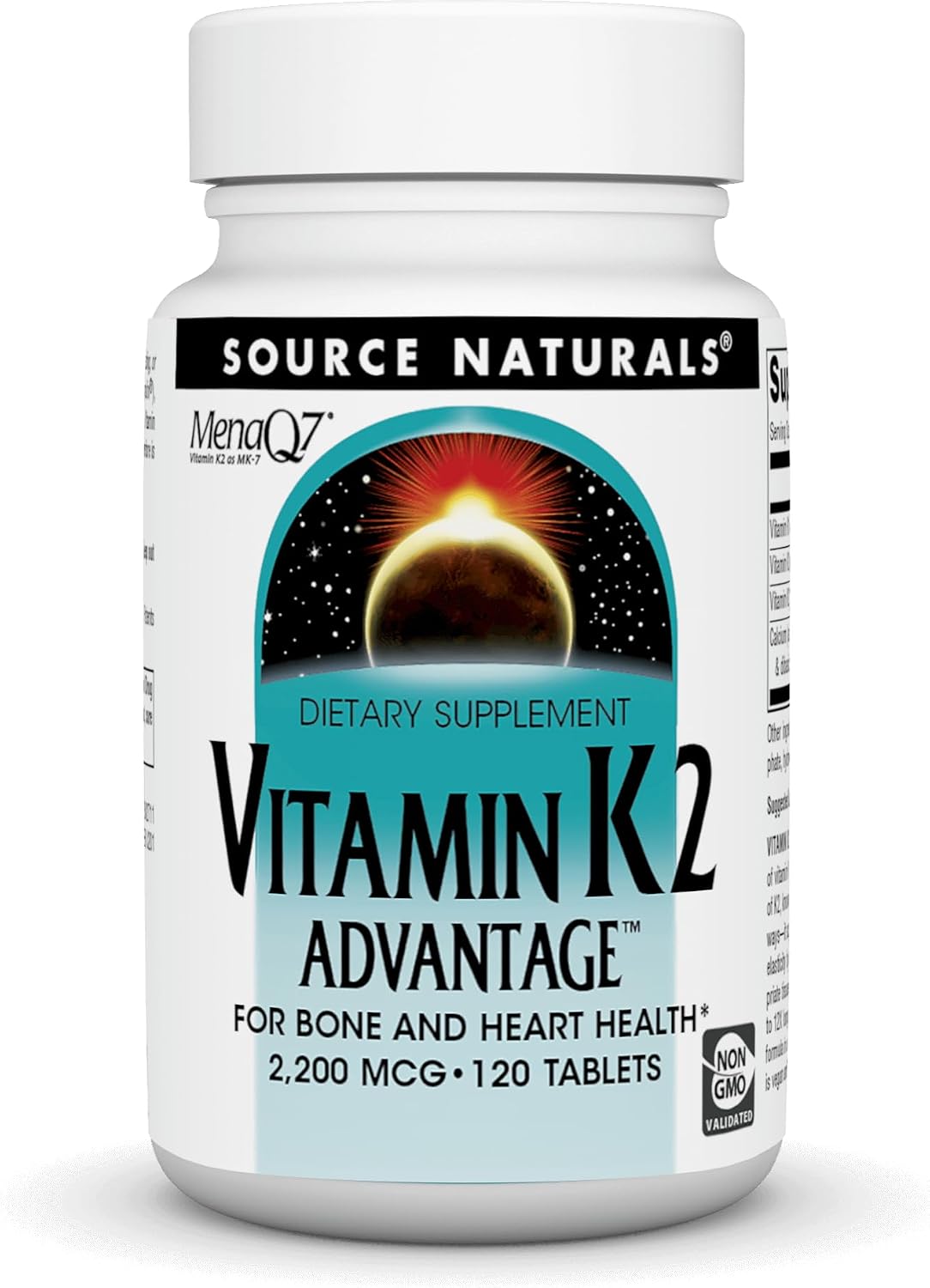 Source Naturals Vitamin K2 Advantage, for Bone and Heart Health*, 2200 mcg - 120 Tablets - görsel 1