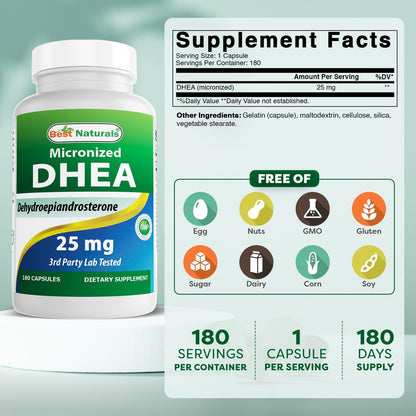 Best Naturals Micronised DHEA 25 mg 180 Capsules