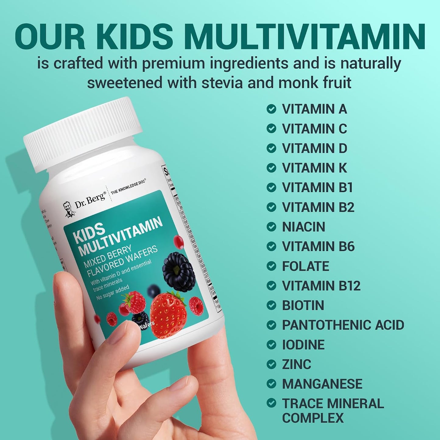 Dr. Berg Kids Chewable Multivitamins - Mixed Berry - 60 Wafers - görsel 5