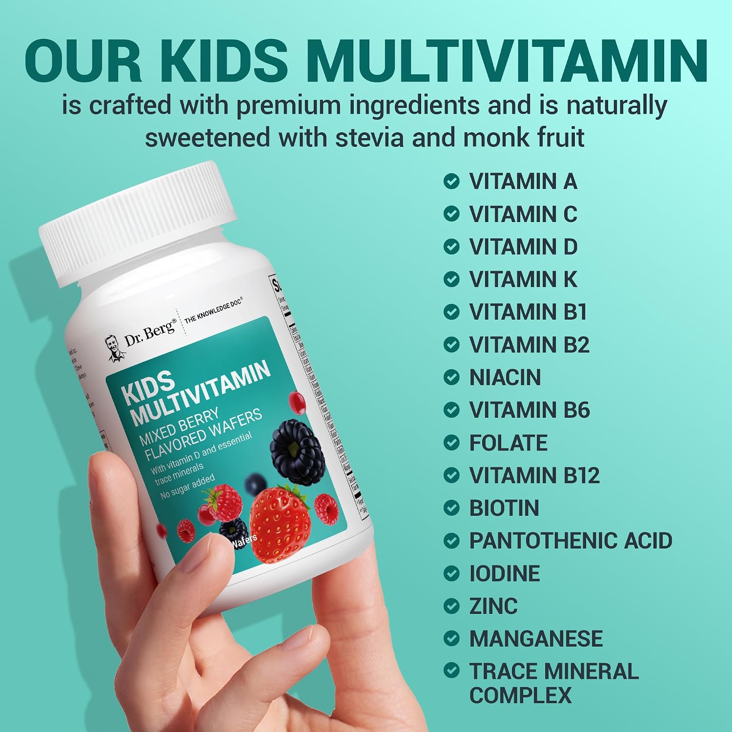 Dr. Berg Kids Chewable Multivitamins - Mixed Berry - 60 Wafers - görsel 5