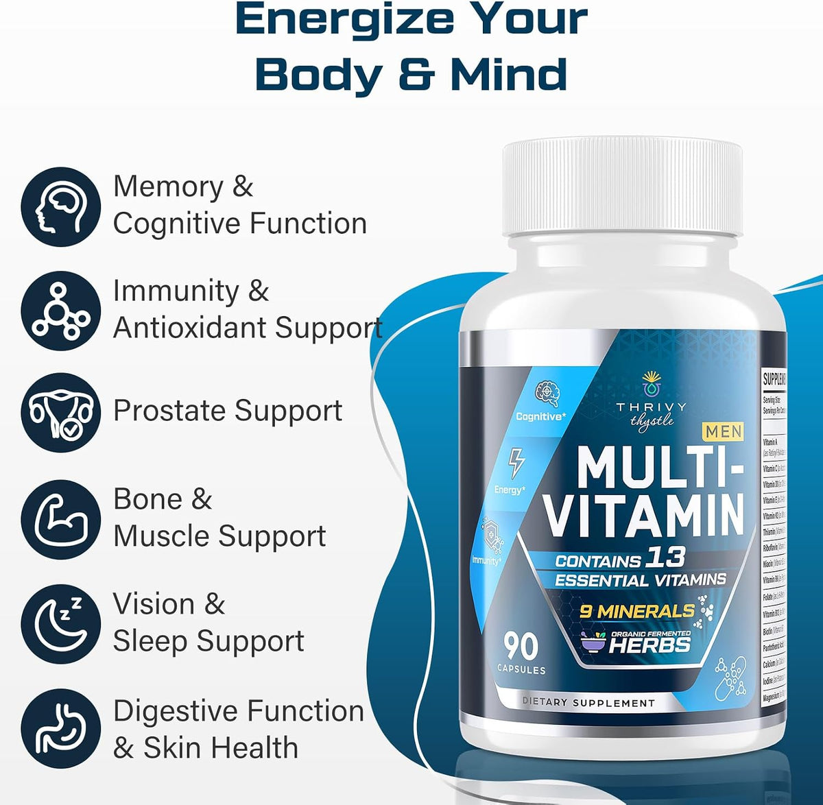 ThrivyThystle Multivitamin for Men 50+ with – Methylated B12 & Folate : Support energy metabolism and help – Image 7