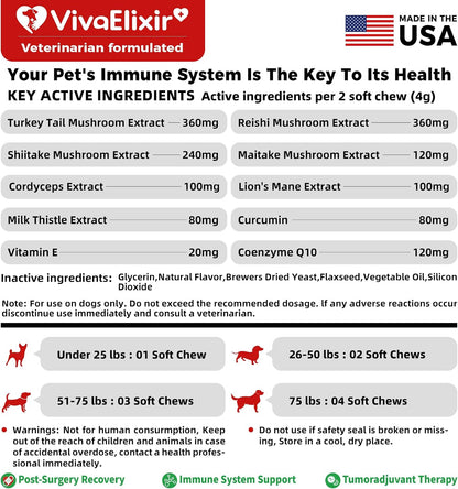 Dog Lumps and Bumps Supplement, Lipoma Treatment for Dogs - Immune Support Chews with Turkey Tail Mushroom, Reishi, – Image 8
