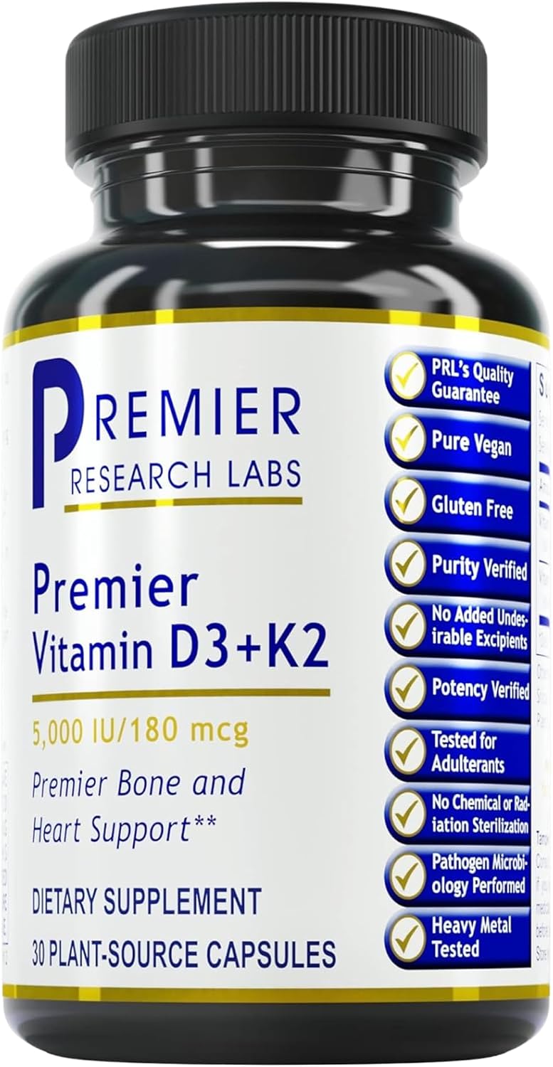 Premier Research Labs Vitamin D3 + K2 5000 IU, 30 Capsules - görsel 1