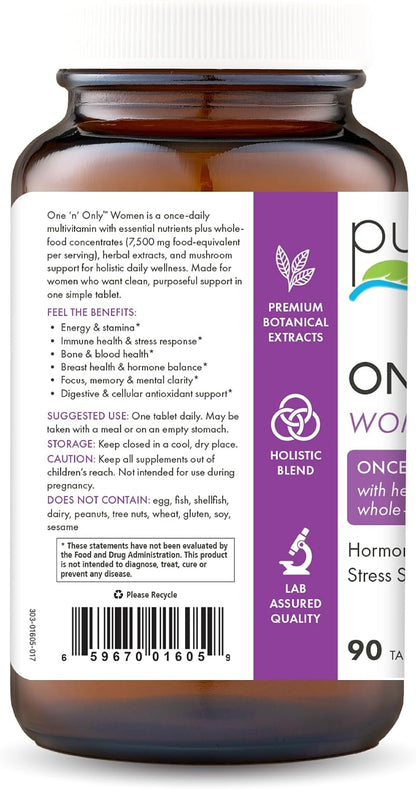 Pure Essence Labs One N Only Multivitamin for Women - Natural One a Day with Vitamin D3, B12, and Biotin - 90 Tablets