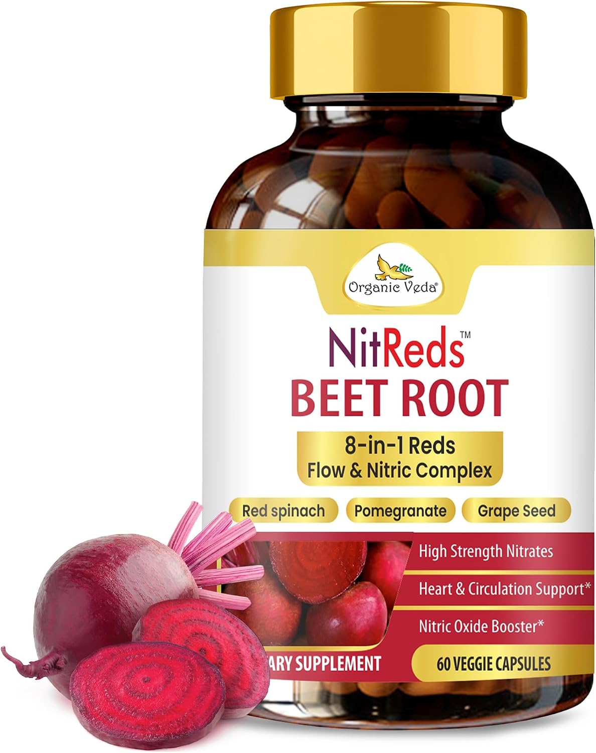 NitReds Beetroot Nitric Oxide Supplement – 60 Capsules - görsel 1