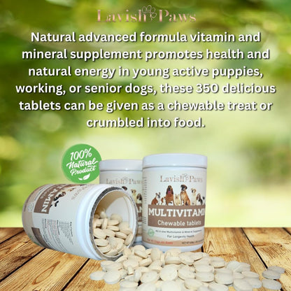 Lavish Paws All in One Multivitamin for Dogs - All Natural, Salmon Flavoured, 350 Tablets