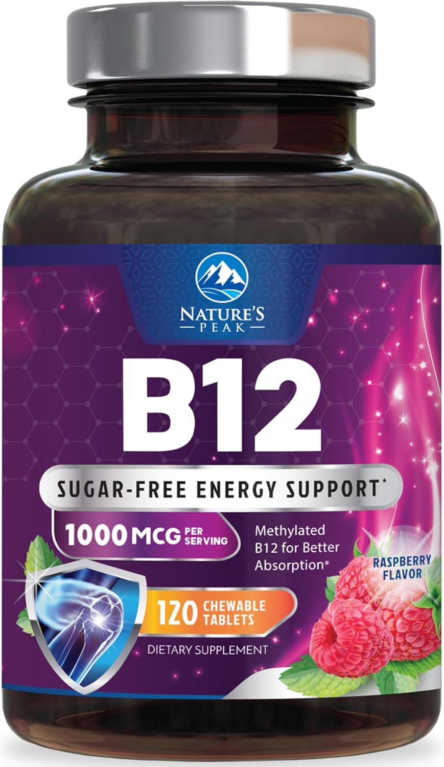 Nature's Peak Vitamin B12 Complex (Methylcobalamin) 1000 mcg - Chewable Tablets, Berry Flavour - 60 Count - görsel 10