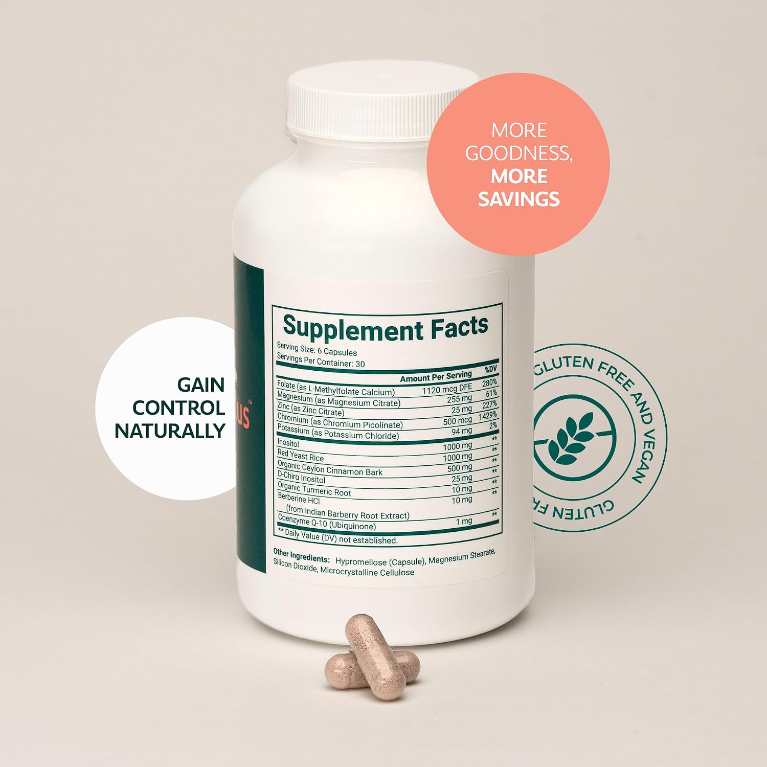Inositol Plus Supplement for Women's | Ovarian Health, Hormone Balance, Fertility, Ovulation | 40:1 Myo-Inositol D-Chiro & 12 Ingredients | Developed by Medical Doctor | 120 Capsules - görsel 9