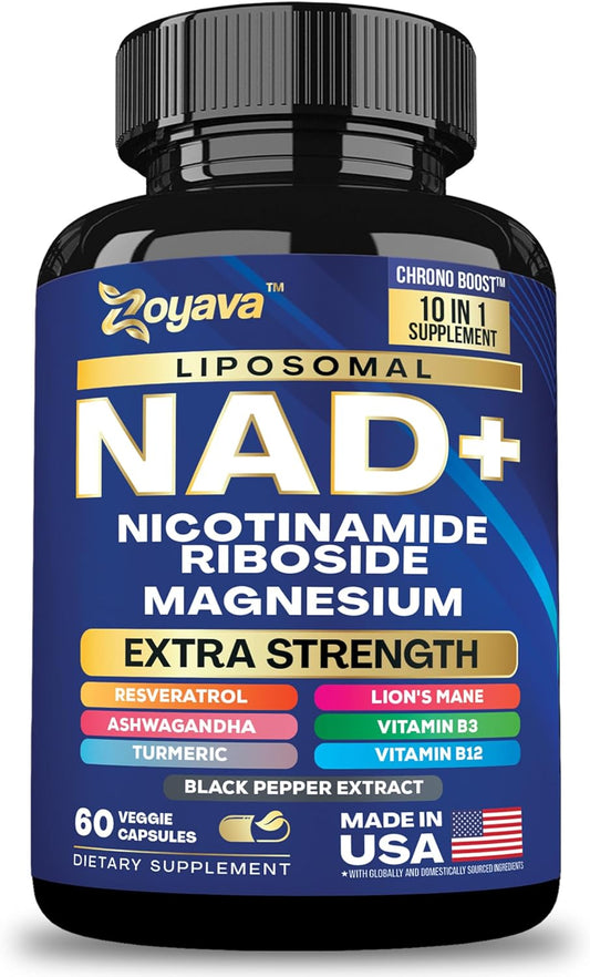 Zoyava NAD+ Supplement Extra Strength – – Liposomal NAD and Niacinamide: These forms support NAD+ levels – Image 1
