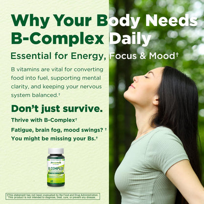Bioactive B Complex with Active B12 & Folate – Supports Energy, Brain & Nerve Health, 60 Vegan Capsules – Image 2